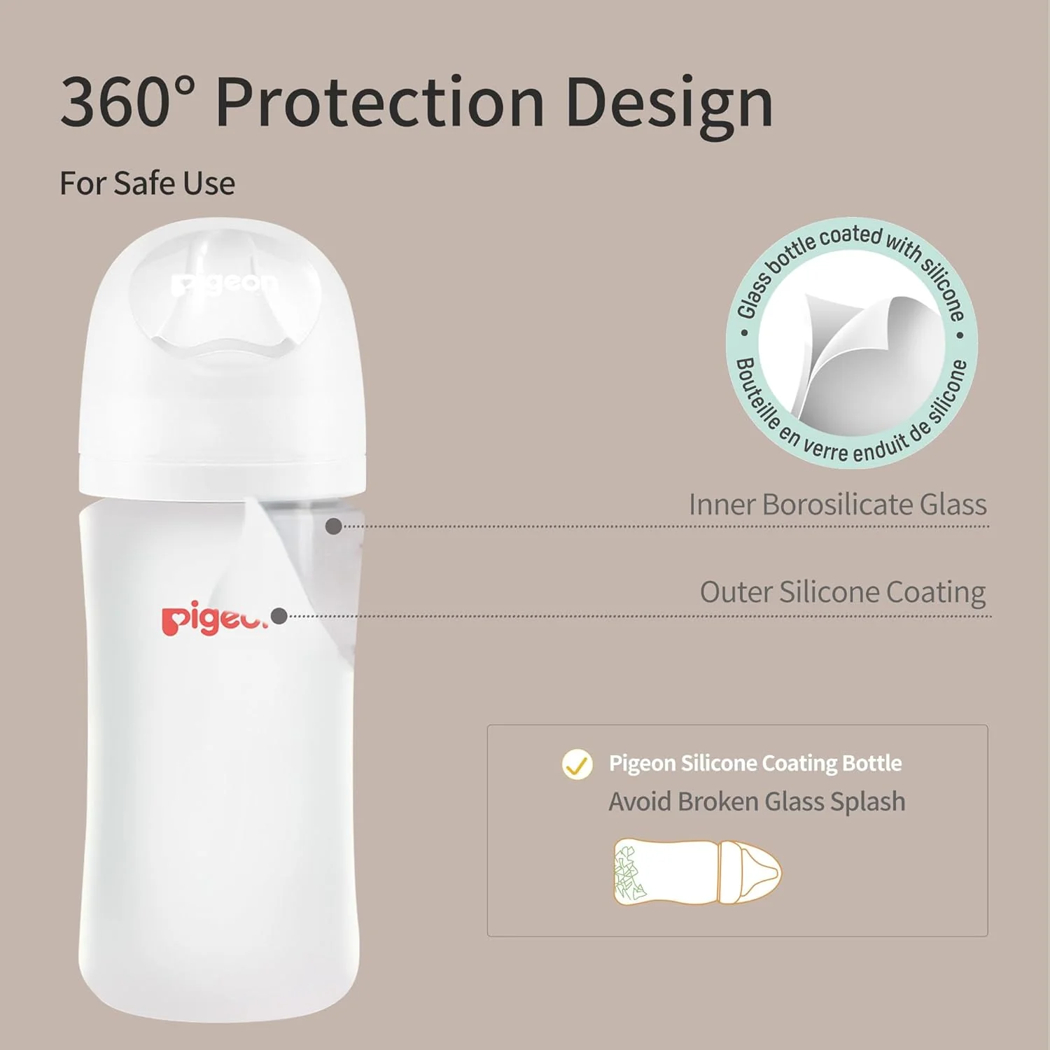 8oz Silicone Coated Glass Baby Bottle, Wide Neck 8 Oz (Pack of 2) - Image 10