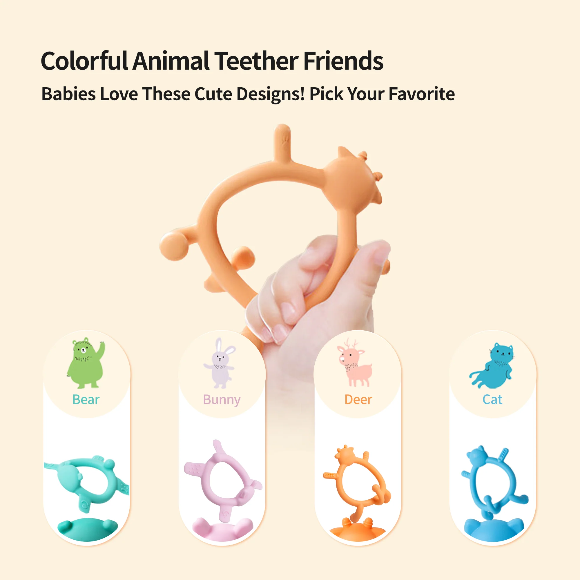 Pigeon Silicone Teether Set(Pink & Orange) - Image 8