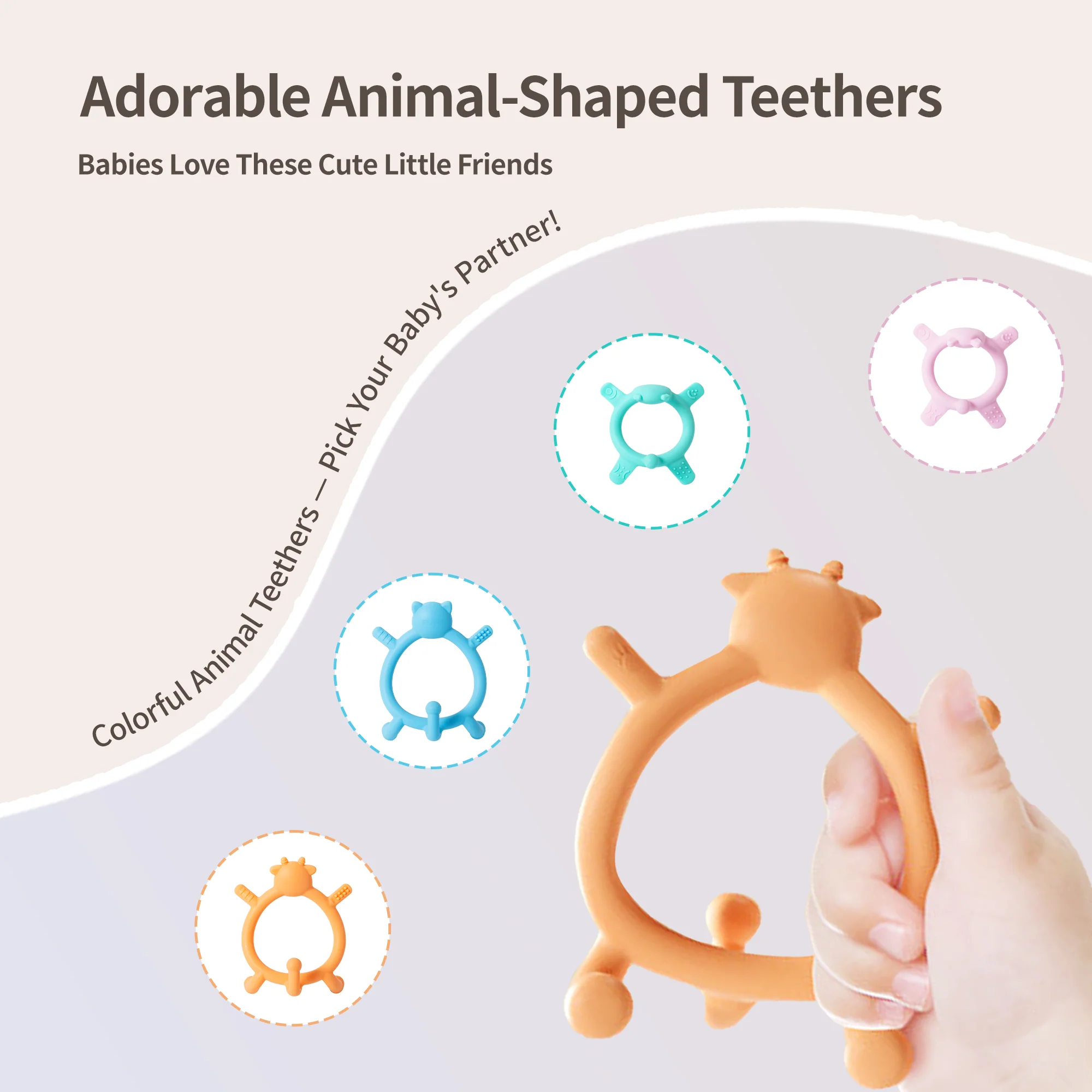 Pigeon Silicone Teether Set(Pink & Orange) - Image 9